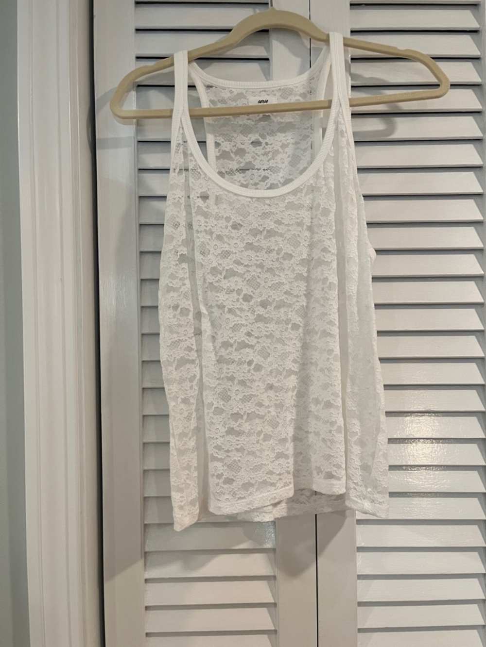 American Eagle Outfitters White Lace Racerback Tank